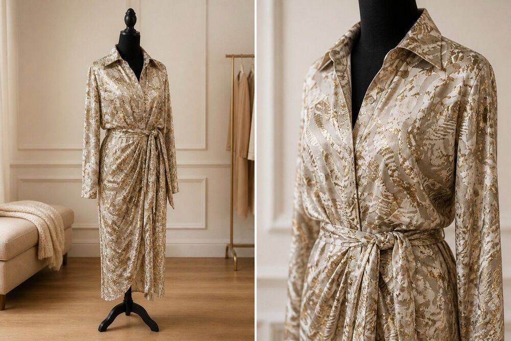 MABLE Snake Print Button Down Shirt Collared Midi Dress NWOT Size L